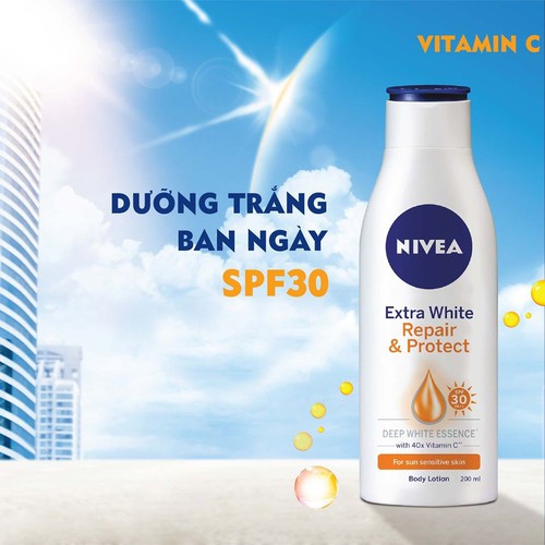 Sữa dưỡng Nivea chứa đến 95% vitamin C tinh khiết